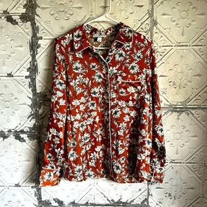 Brand new without tags La Ligne burnt orange floral button down